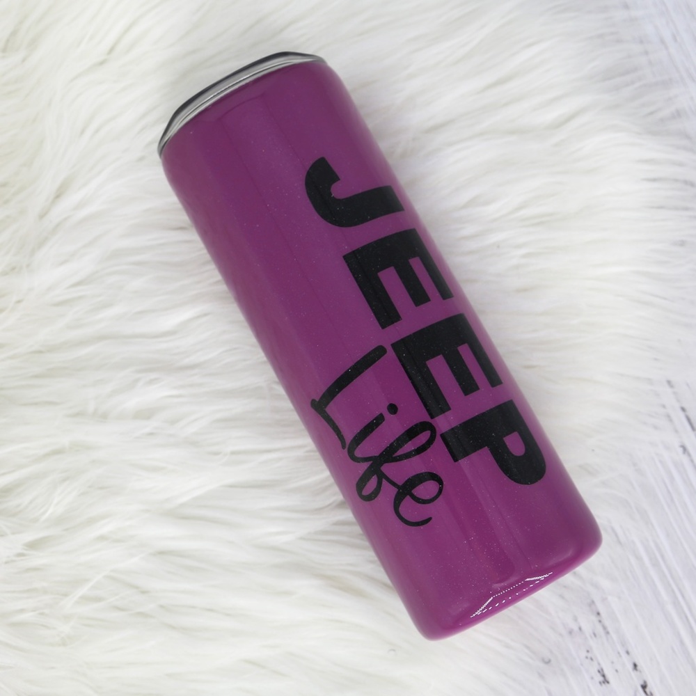 Magenta and Black Jeep Life Peekaboo Glitter Epoxy Tumbler 20 oz Straight